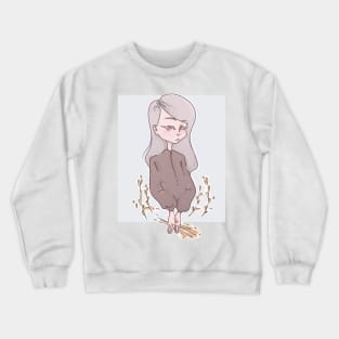 girl with flowers Crewneck Sweatshirt